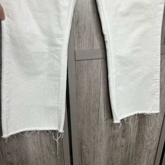 J. Crew Billie Denim Boot Crop Jeans Size 29 Petite White Color Raw Hem - Picture 4 of 8